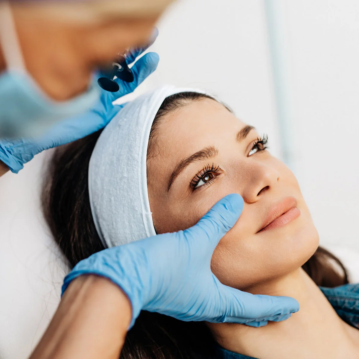 Woman getting facial treatments