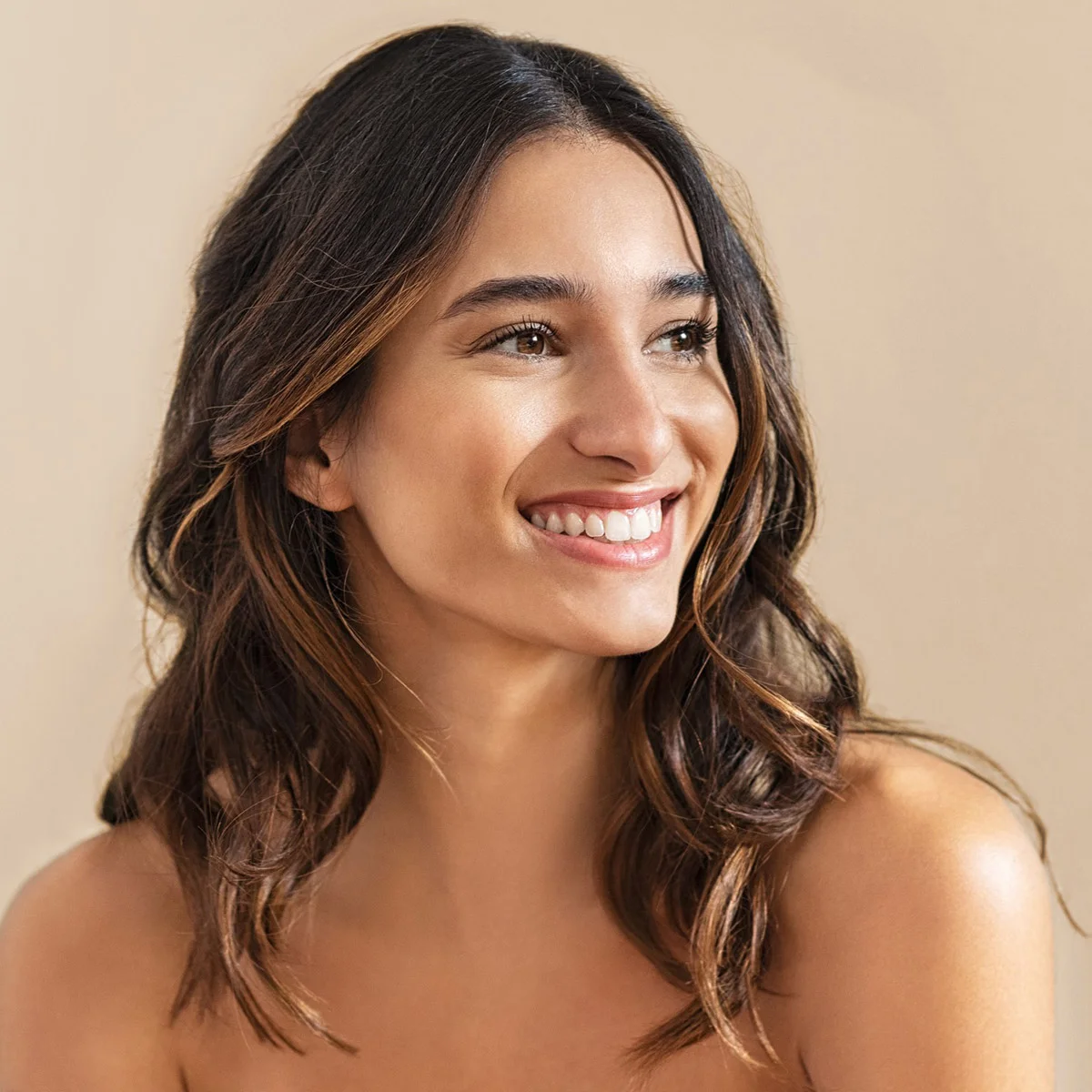 Brunette woman smiling